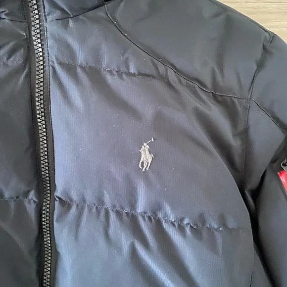Mens Ralph Lauren Black Puffer Jacket with Red Accent Size L - Picture 4 of 6